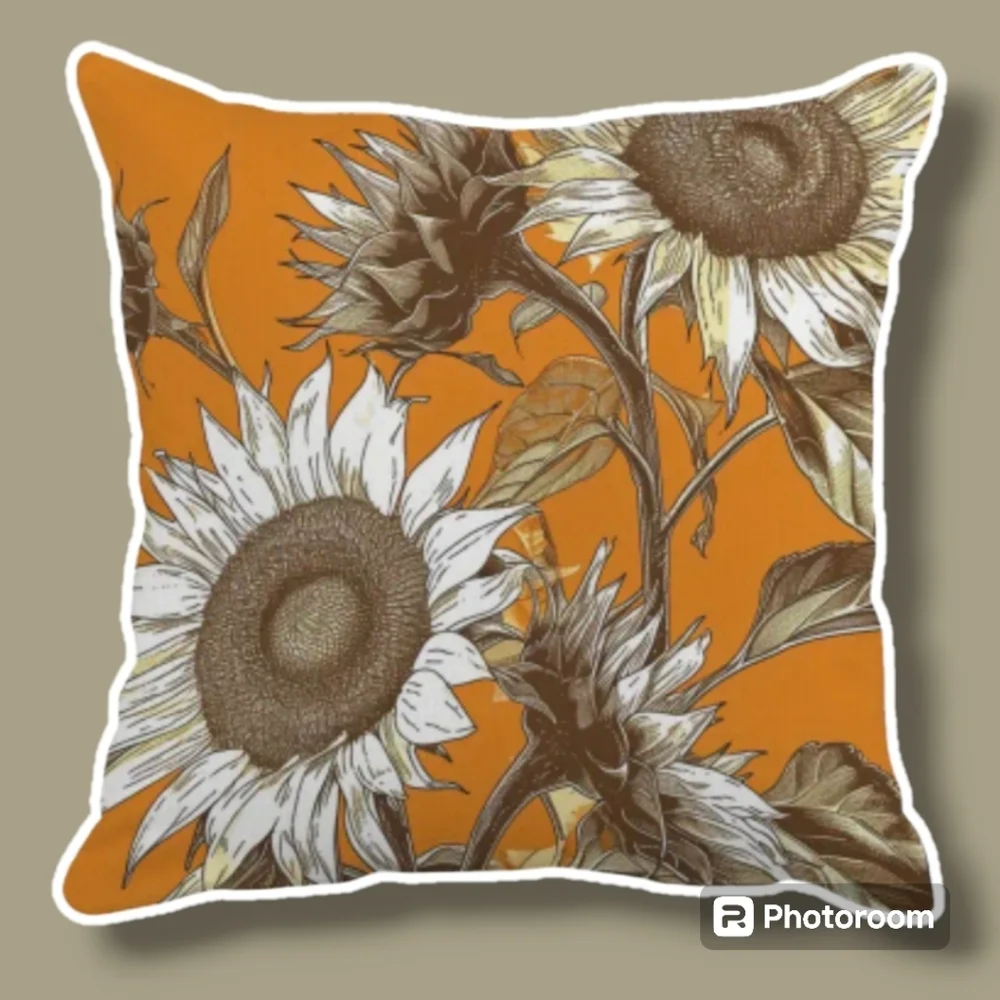New Home Decor Orange Sun Flowers Cover Pillow